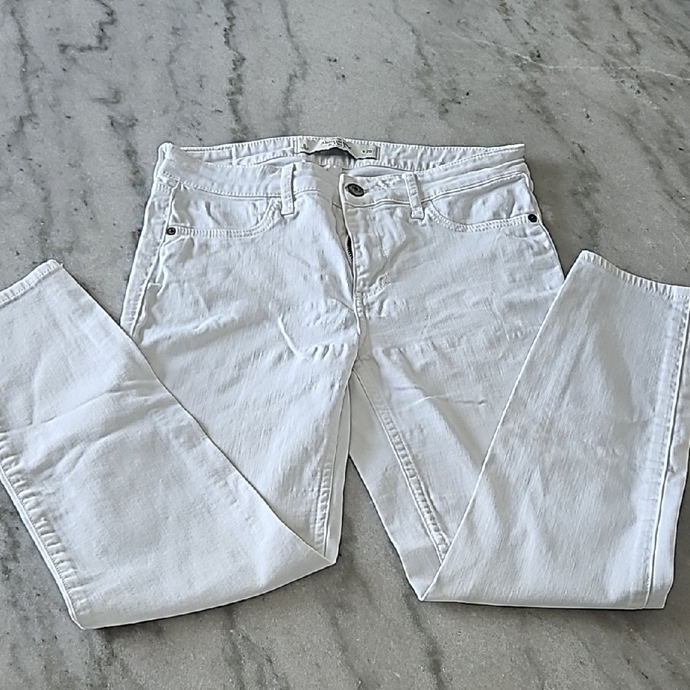 Abercrombie & Fitch White Straight Leg Jeans
